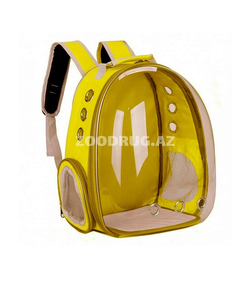 Прозрачный рюкзак для переноски домашних питомцев. Размер: 42х32х27см. Цвет: желтый.