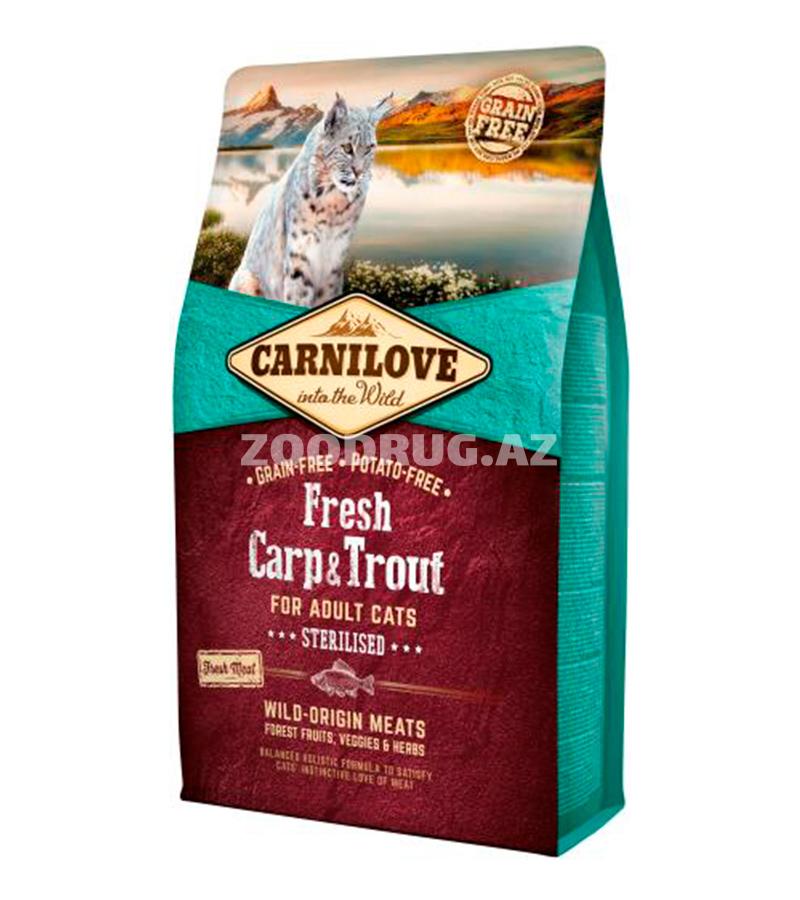 Сухой корм Carnilove Cat Fresh Carp & Trout Sterilised беззерновой для стерилизованных кошек с карпом и форелью 