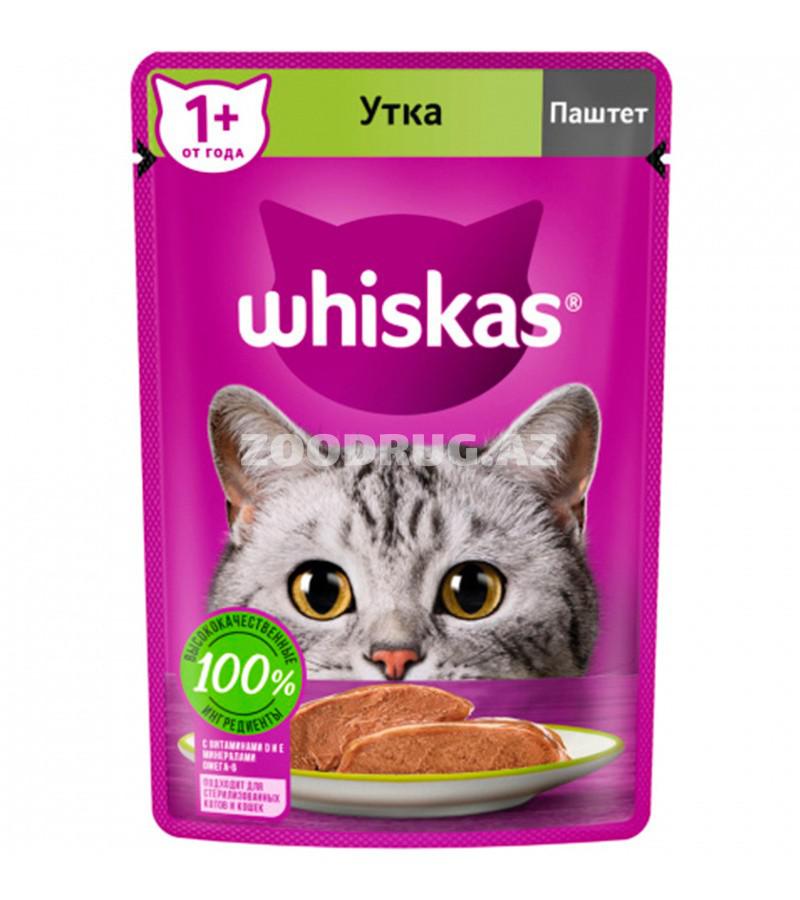 Консервы WHISKAS для взрослых кошек паштет с уткой (75 гр)