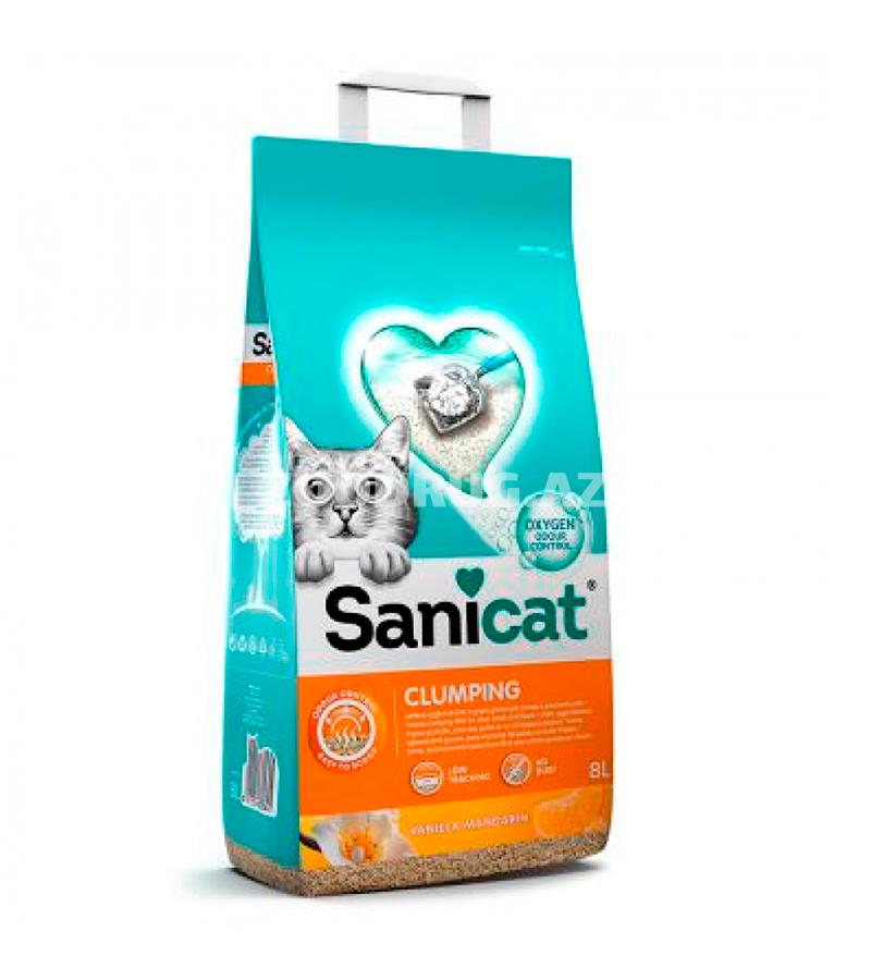 Наполнитель для кошачьего туалета SANICAT CLUMPING VAINILLE MANDARINE с активным кислородом, ароматом ванили и мандарина 10 лтр.