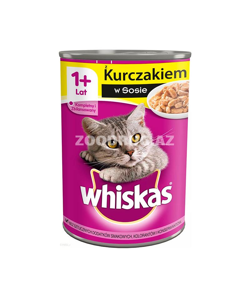 Консервы Whiskas для взрослых кошек, курица в соусе 400 гр.