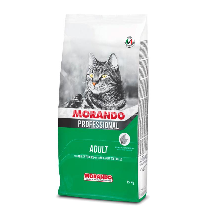 Сухой корм Morando Professional Adult Cat Mix&Vegetables полноценный и сбалансированый рацион для взрослых кошек мясное ассорти с овощами.
