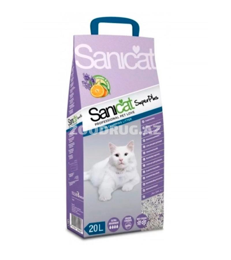 Наполнитель для кошачьего туалета  Sanicat Super Plus бентонитовый, впитывающий с ароматом апельсина и лаванды 20 лтр.