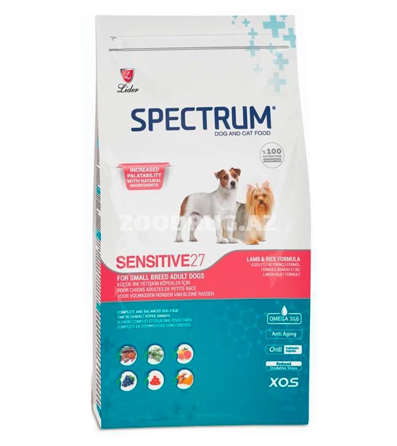 Сухой корм SPECTRUM DOG SENSITIVE 27 ADULT с ягнёнком и рисом для взрослых собак мелких пород с чувствительным пищеварением 