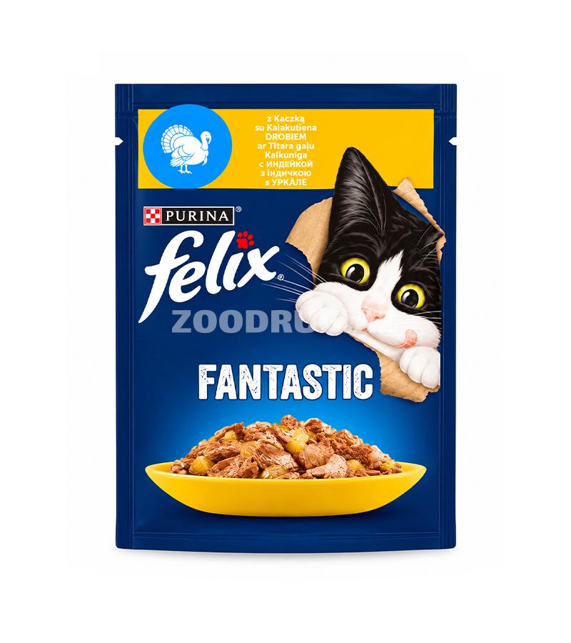 Felix Fantastic hinduşka ətli jeledə yaş yem — yetkin pişiklər üçün
