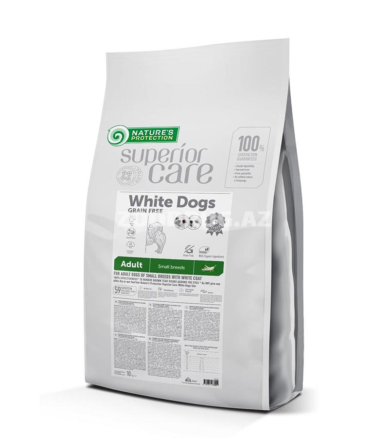 Nature’s Protection Superior Care White Dogs Grain Free Adult Small Breeds ağ tüklü kiçik cins yetkin itlər üçün çəyirtkə dadlı tam rasionlu quru yem