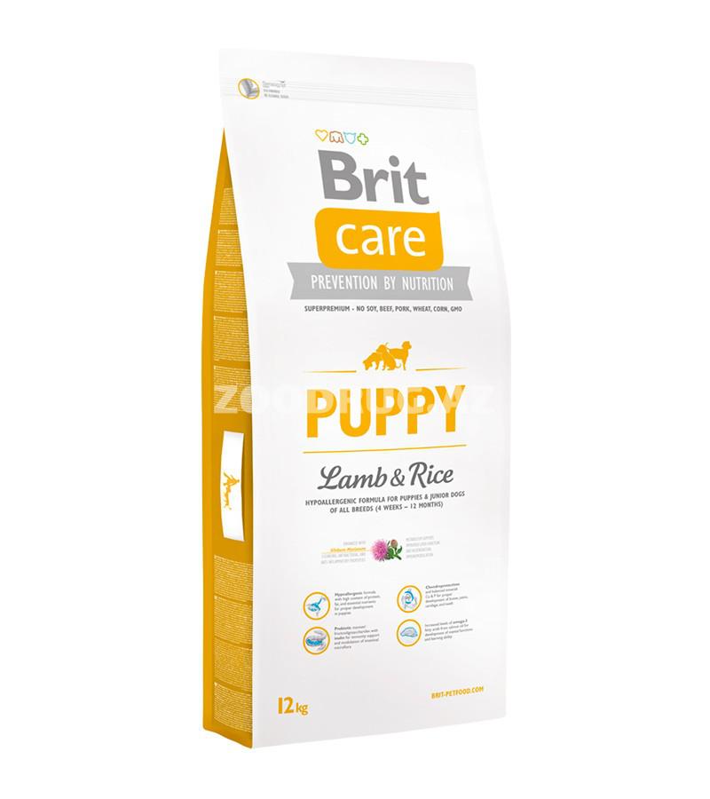 Сухой корм Brit Care Puppy для щенков всех пород со вкусом ягненка и риса.