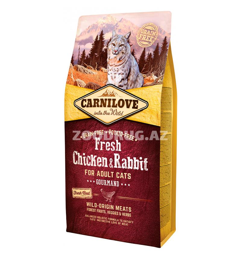 Сухой корм Carnilove Holistic Fresh Chicken&Rabbit Gourmand Adult Cat для взрослых кошек со вкусом свежой курицы и кролика. 