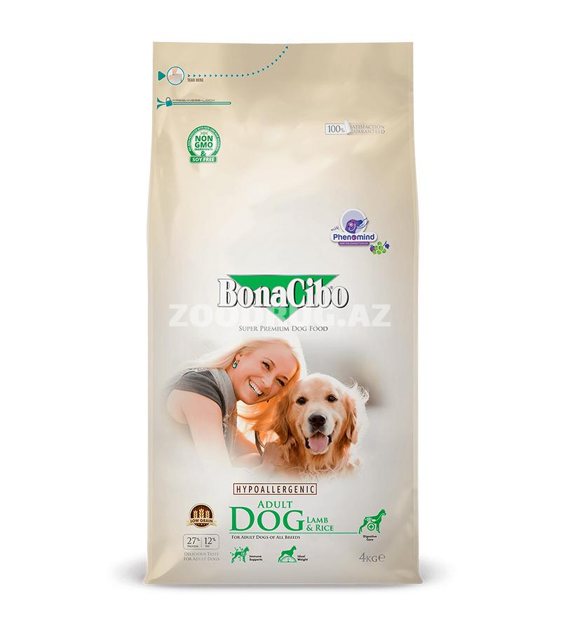 Сухой корм BonaCibo Adult Dog Lamb & Rice Hypoallergenic для взрослых собак с чувствительным пищеварением со вкусом ягненка 15 кг.