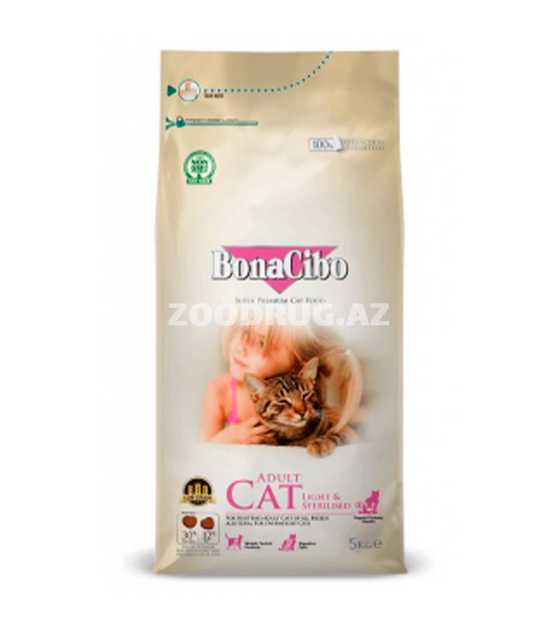 Сухой корм Bonacibo Adult Cat Chicken Light & Sterilised для взрослых стерилизованных и склонных к ожирению кошек всех пород с курицей.