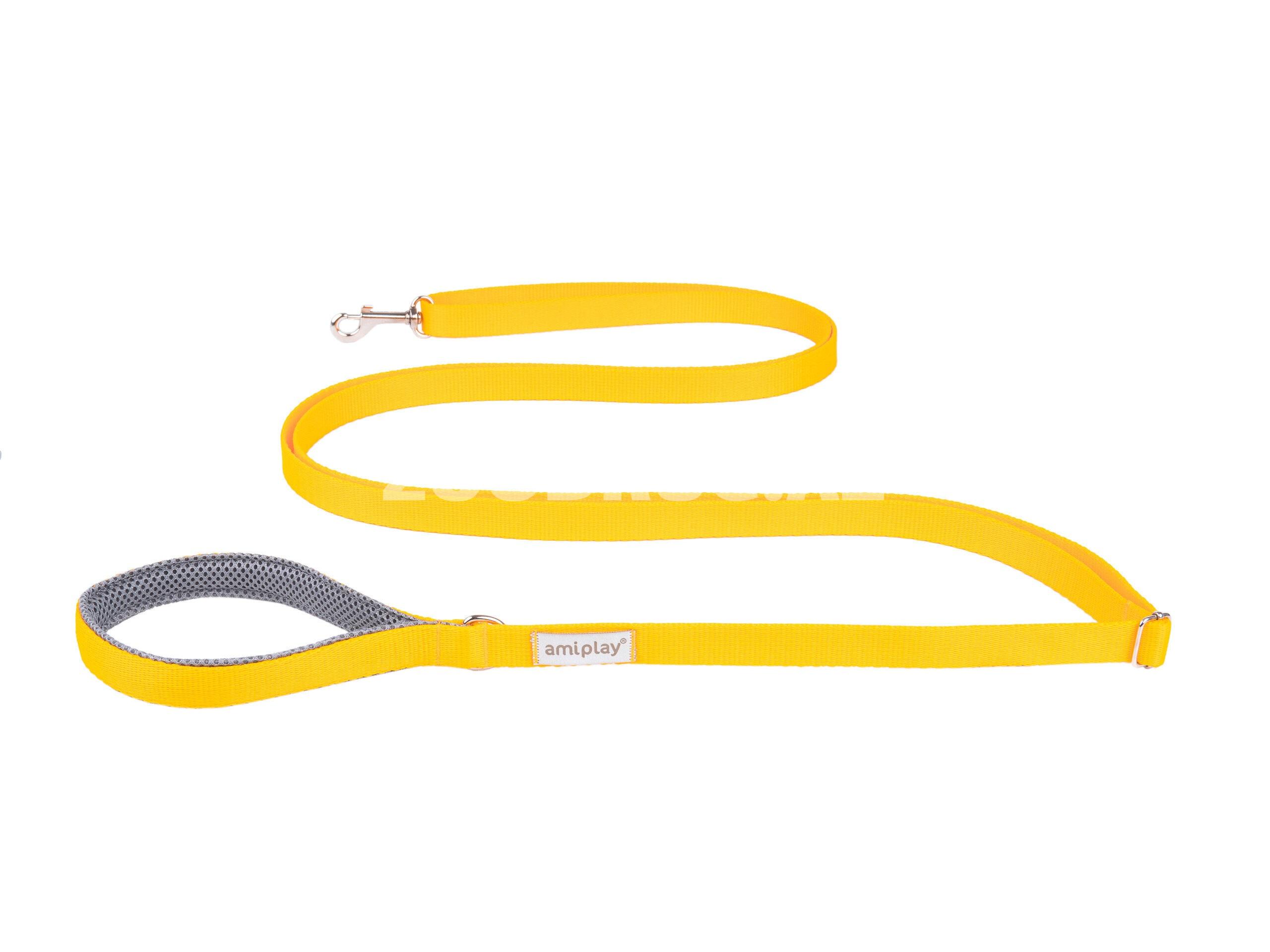 Поводок Amiplay Adjustable Leash easy fix. Цвет: Желтый. Размер S. Длина 160-300 x 1.5 см.