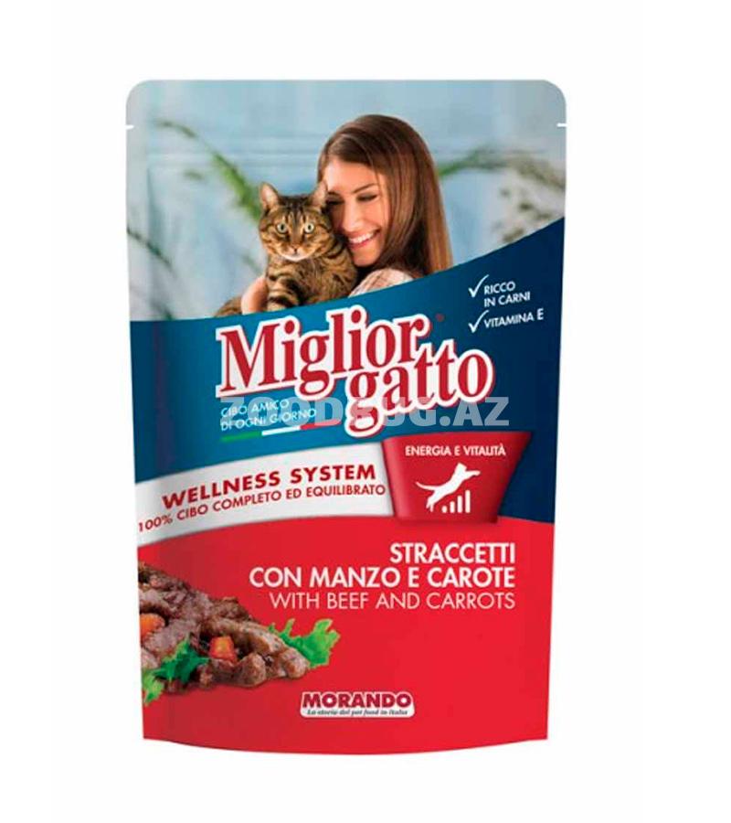 Влажный корм Migliorgatto Cat Adult Beef&Carrots для взрослых кошек со вкусом говядины и морковью 100 гр.