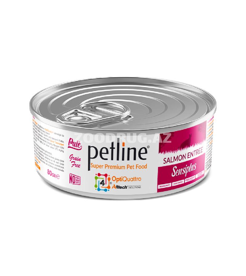 Влажный корм Petline Adult Cat Sterilised Salmon Entree Sensiplus, паштет для стерилизованных кошек с лососем 80 гр. 