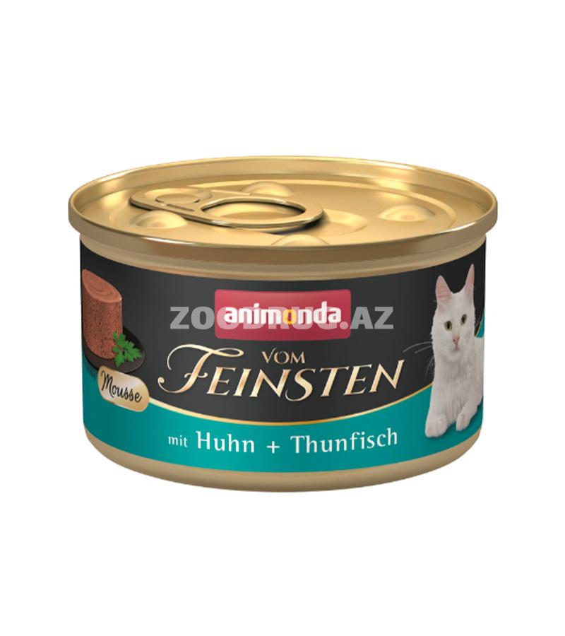 Влажный корм Vom Feinsten Adult Cat with Chicken&Tuna, мусс для взрослых кошек со вкусом курицы и тунца 85 гр.