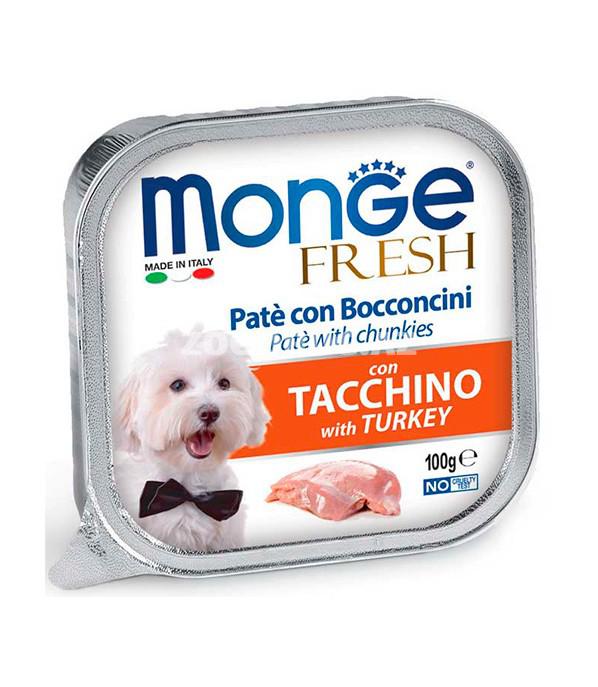 Влажный корм MONGE FRESH DOG паштет для взрослых собак со вкусом индейки 100 гр.