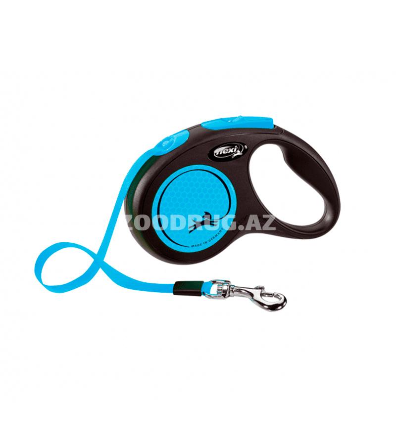 Поводок-рулетка Flexi New Neon tape S 5m 15kg blue