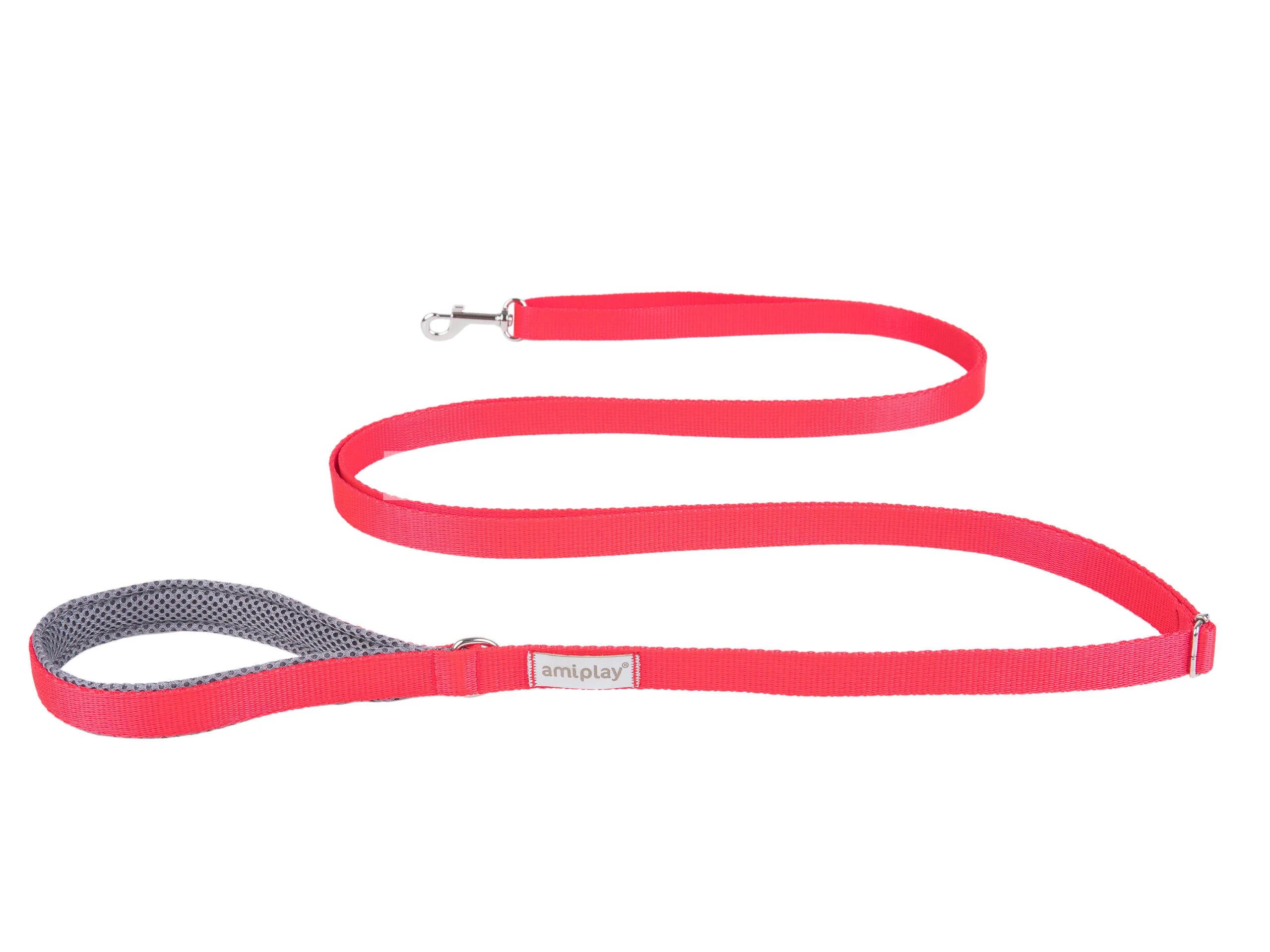 Поводок Amiplay Adjustable Leash easy fix. Цвет: Красный. Размер S. Длина 160-300 x 1.5 см.