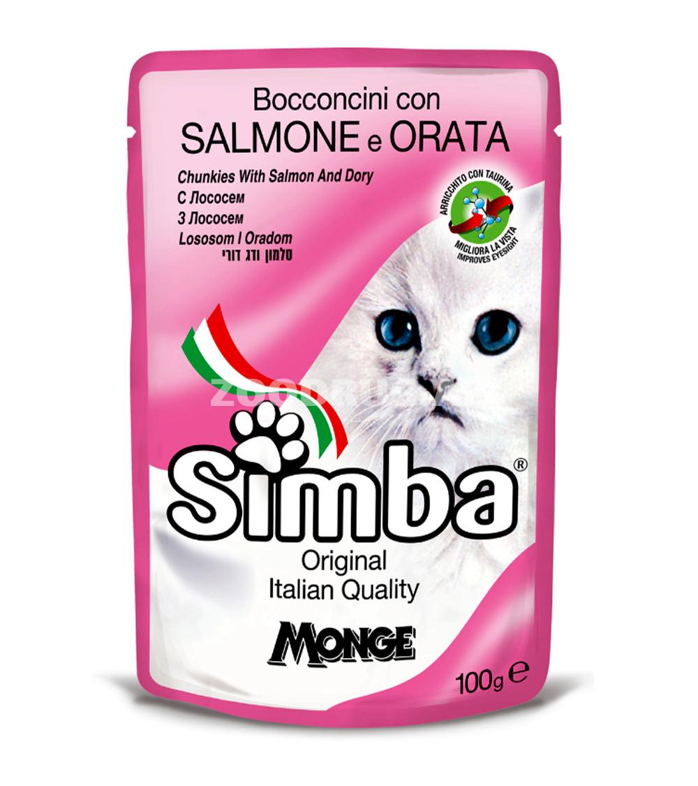 Влажный корм SIMBA CAT Pouches with Salmon and Dory для взрослых кошек с ласосем и дорадо 100 г