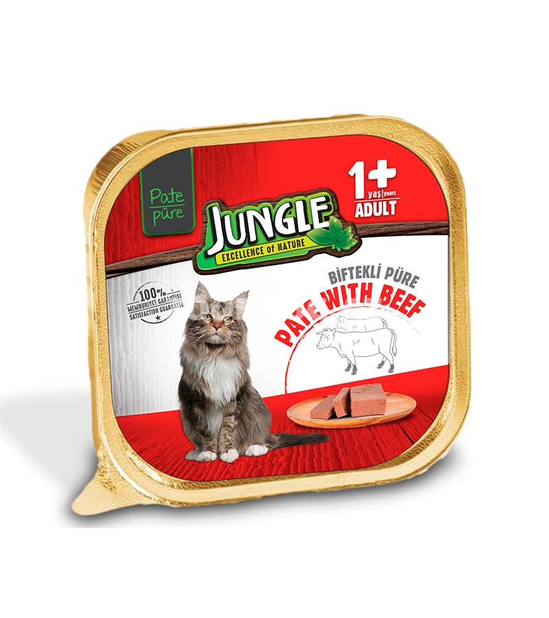 Влажный корм Jungle Cat Adult  паштет для взрослых кошек с говядиной 100 гр.