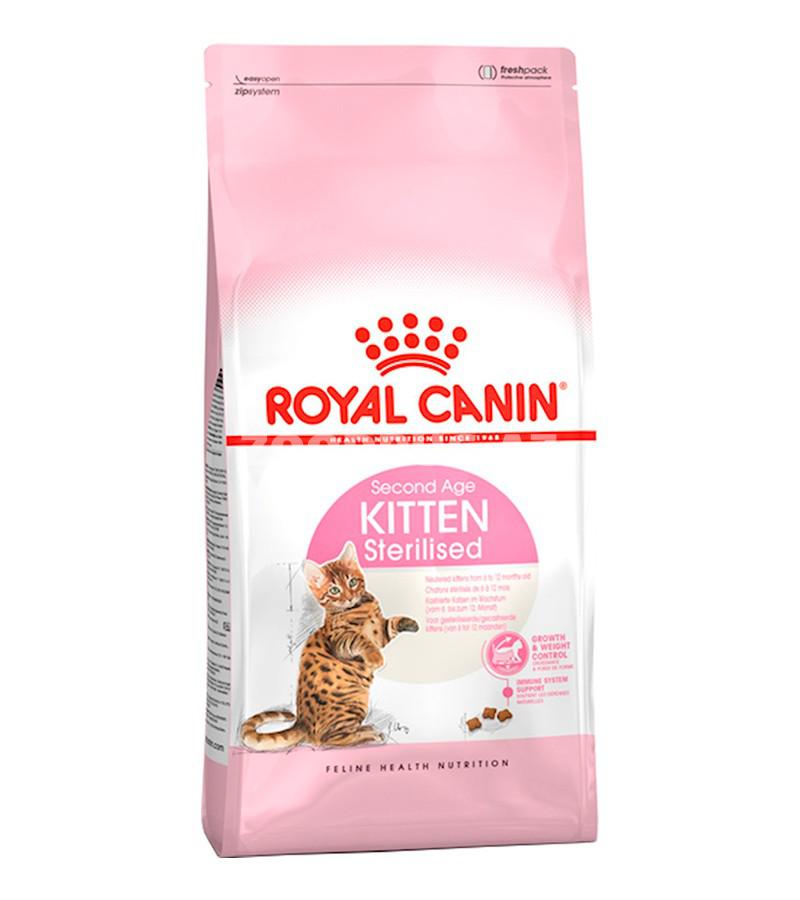 Сухой корм ROYAL CANIN KITTEN STERILISED с курицей для кастрированных и стерилизованных котят.