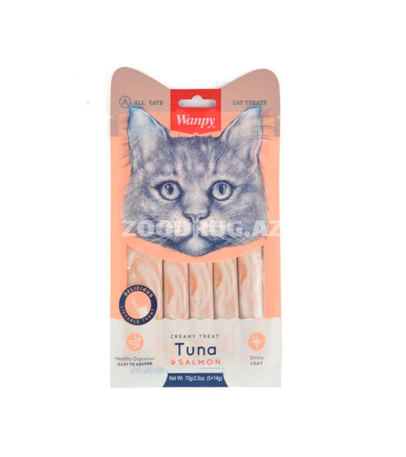 Лакомство Wanpy Creamy Treat Tuna & Salmon для кошек со вкусом тунца и лосося 70 гр.
