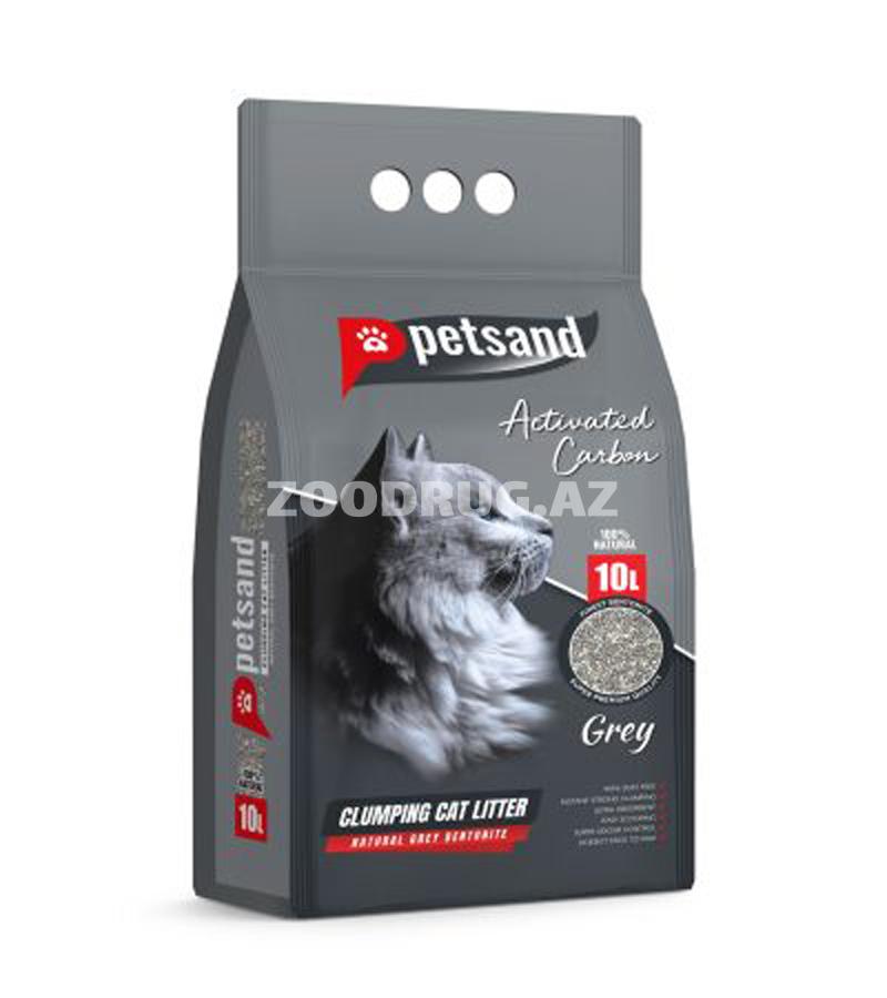 Наполнитель для кошачьего туалета Petsand  бентонитовый, комкующийся с  активированным углем