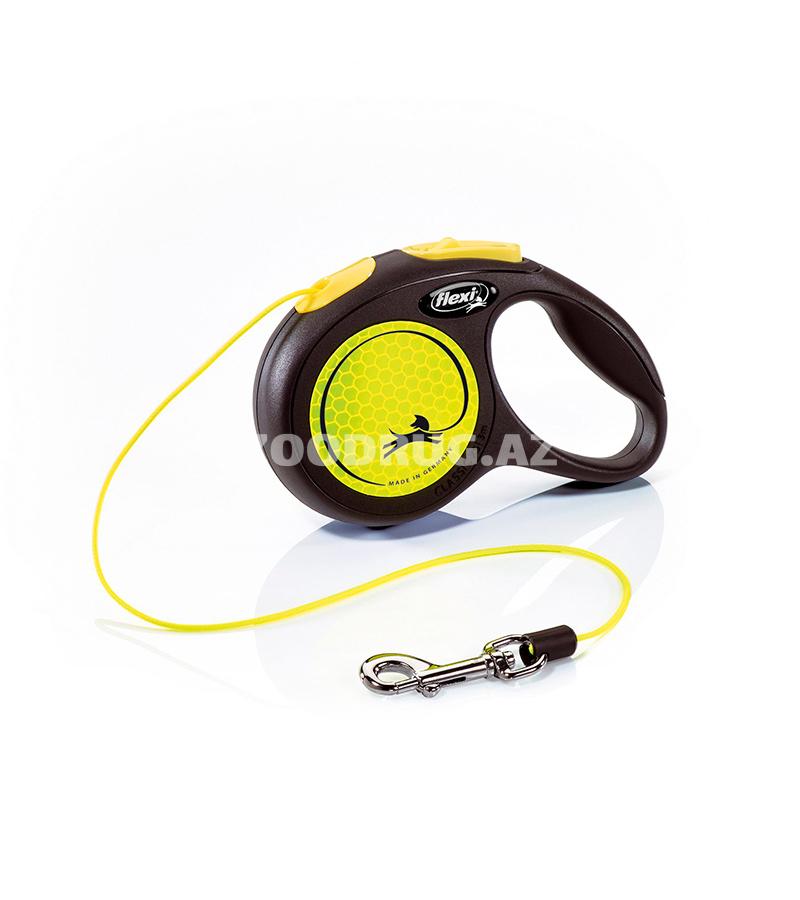 Поводок-рулетка Flexi New Neon cord. Размер ХS. Цвет: Желтый. Длинна: 3 метра.