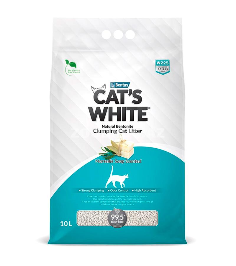 Наполнитель CAT'S WHITE MARSEILLE SOAP комкующийся для туалета кошек с ароматом марсельского мыла (10 л)