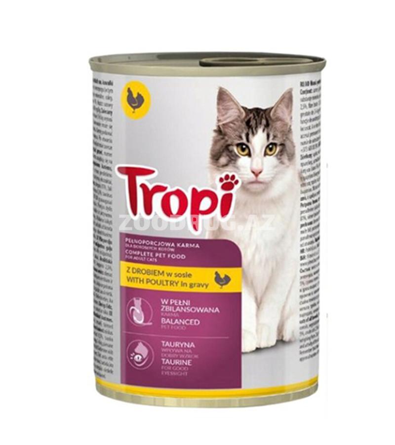 Влажный корм для кошек Tropi со вкусом птицы 415гр.