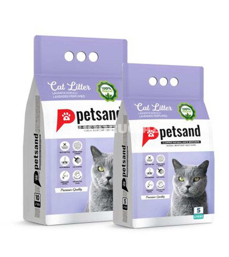 Наполнитель для кошачьего туалета Petsand  бентонитовый, комкующийся с  запахом лаванды.