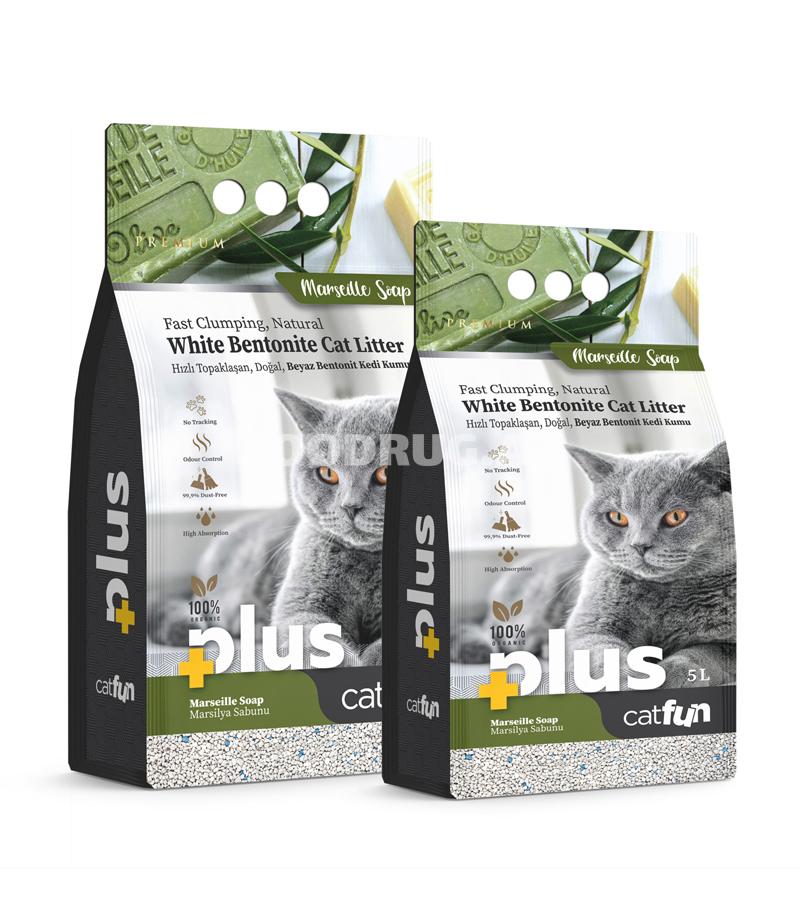 Наполнитель для кошачьего туалета CatFun Plus  бентонитовый, комкующийся  с ароматом марсельского мыла