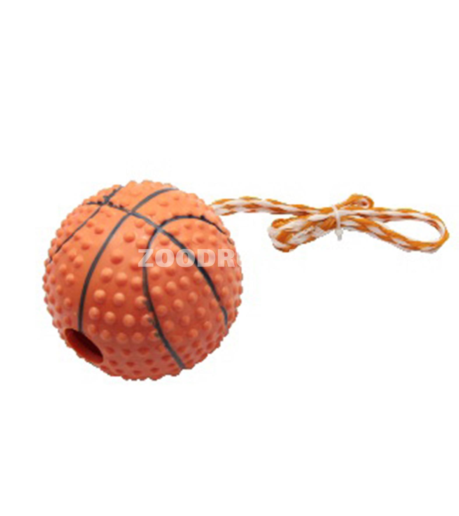 Игрушка Nunbell #0136 Pet Latex Toy “Баскетбольный мяч на верёвке” для собак.10см