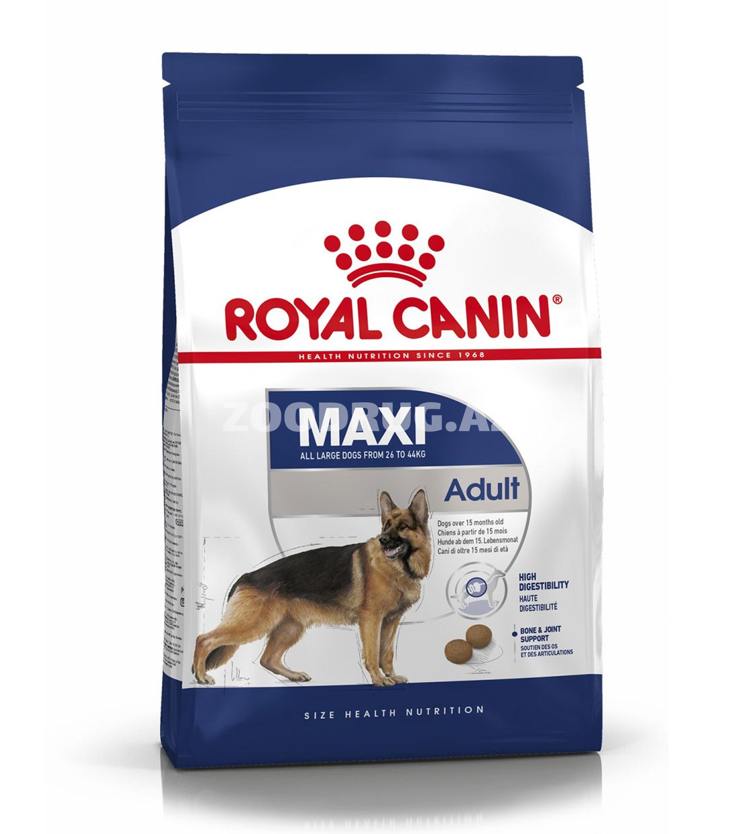 Сухой корм Royal Canin Maxi Adult для собак крупных пород (весом от 26 до 44 кг) в возрасте от 15 месяцев до 5 лет 15кг