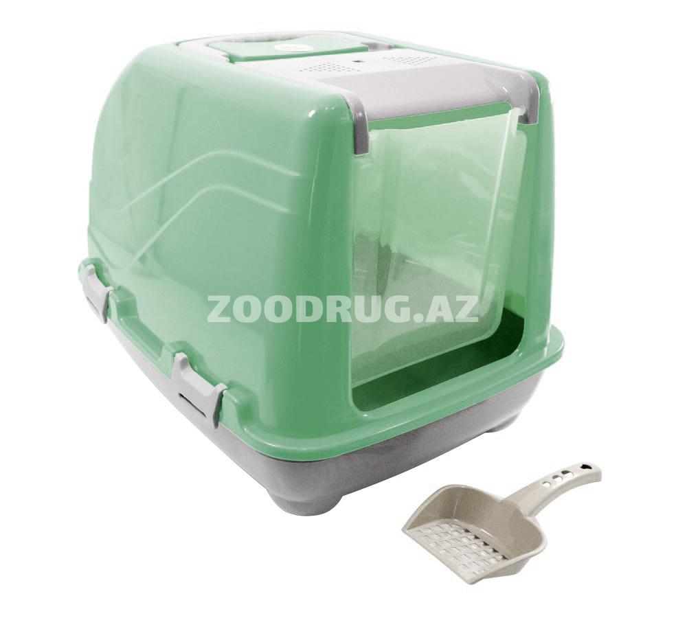 CaDoPet Cat Toilet Closed Зелёный закрытий биотуалет для кошек 32х47х36 см