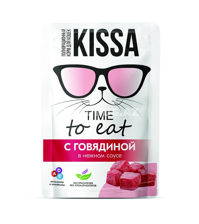 Влажный корм Kissa Пауч для кошек (Говядина в соусе) 75 гр.
