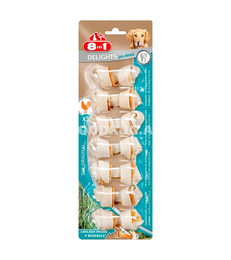 Лакомство 8 IN 1 DENTAL DELIGHTS XS для собак маленьких пород косточки для чистки зубов  7 шт.