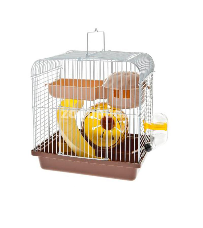 Клетка для грызунов Hamster Cage с пластмассовым поддоном. Цвет: Коричневый. Размер 27х20.5х25.5 см.