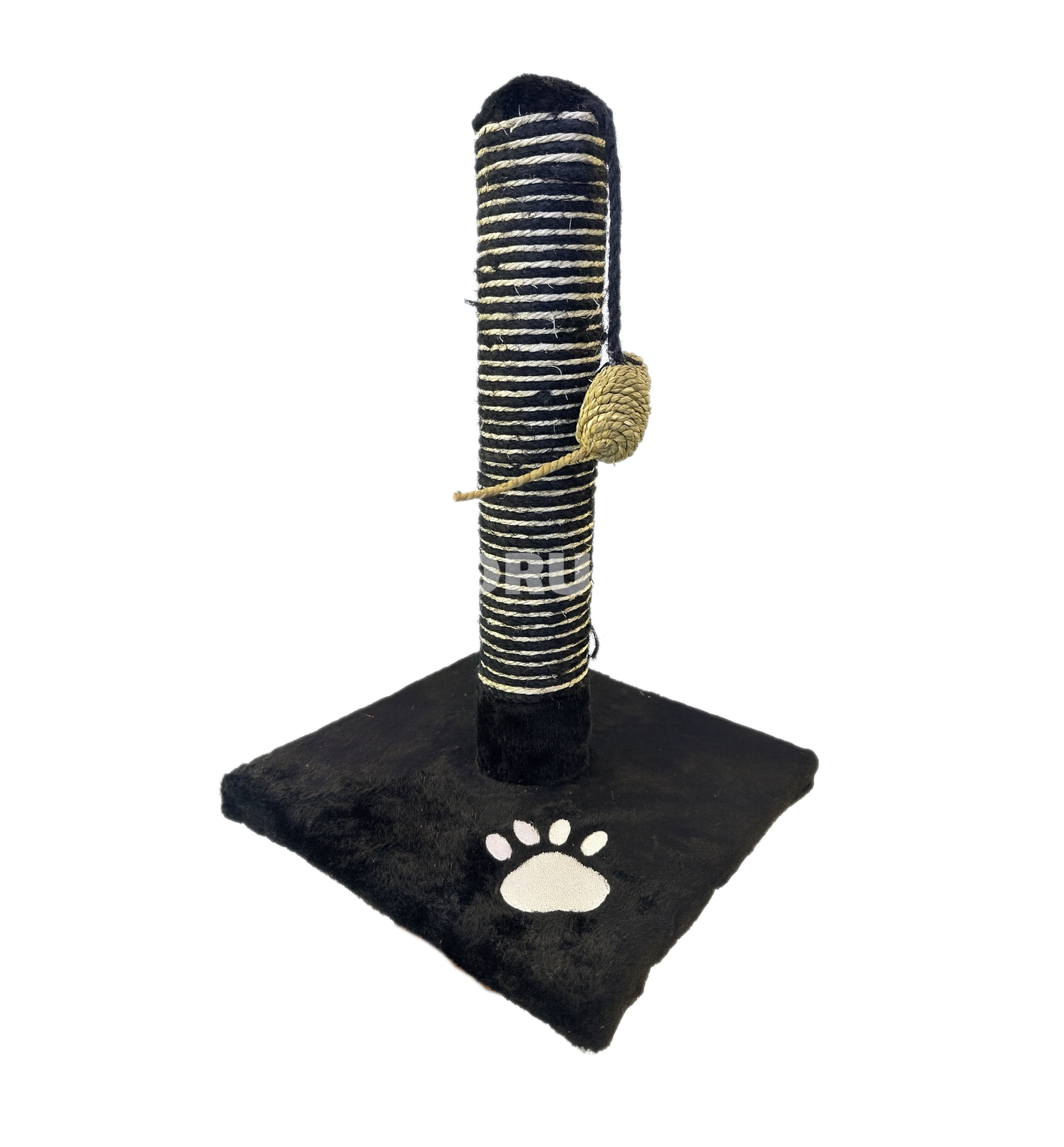 Когтеточка-столбик Nunbell #0264 из сизаля с игрушками. Цвет: Черный. Высота: 40 см.