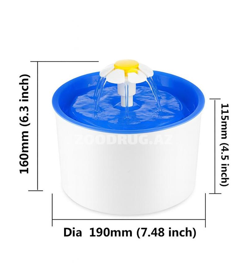 Автопоилка NunBell #063 Pet Water Fountain питьевой фонтанчик для животных. Цвет: Бело-синий. Форма: Круглая .Объем: 2.5 литра.