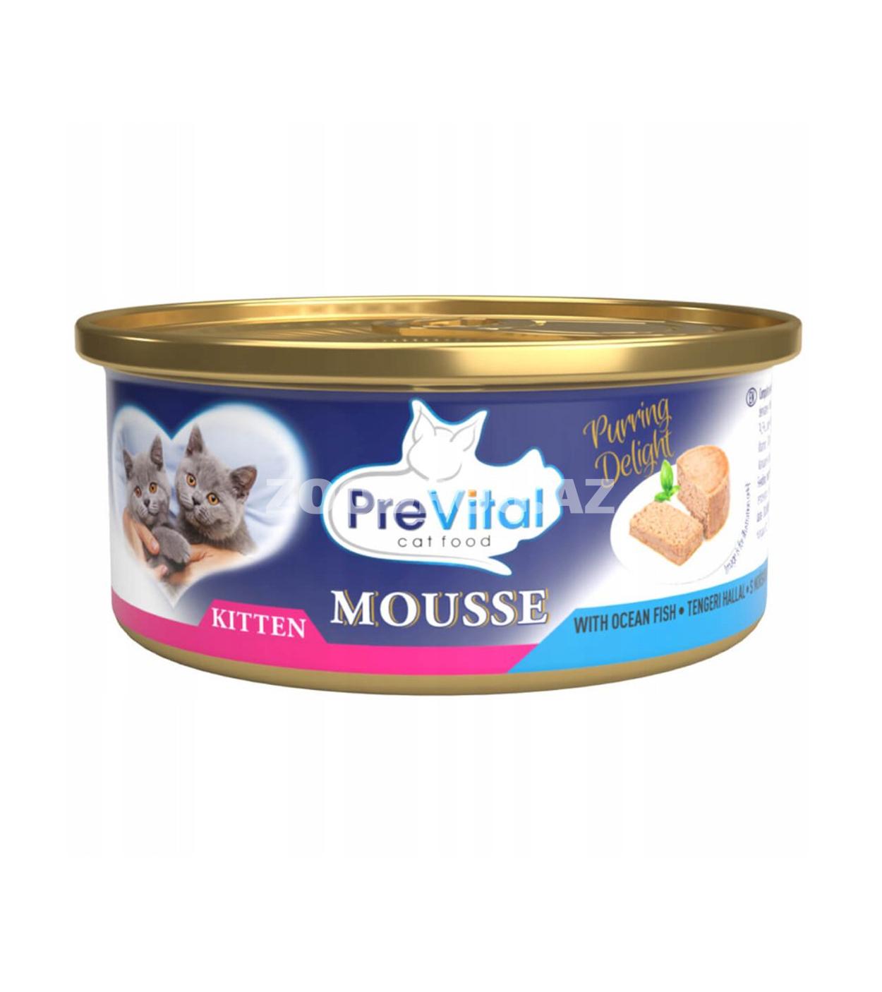 Влажный консервированный корм PreVital Kitten Mousse with Ocean Fish для котят, мусс с океанской рыбой 85 г