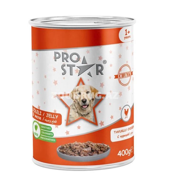 Влажный корм Pro Star для взрослых собак с курицей в желе 400г