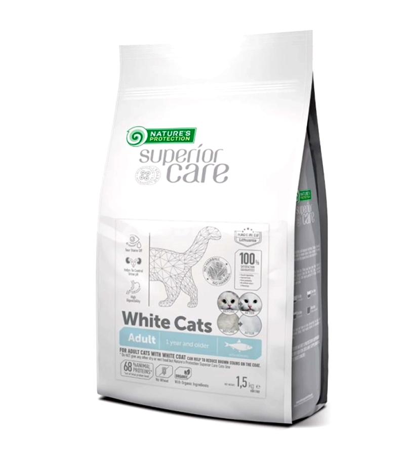 Сухой корм Nature's Protection Superior White Cats Grain Free with Herring for Adult All Breeds  сухой беззерновой корм с сельдью для взрослых кошек всех пород с белой шерстью
