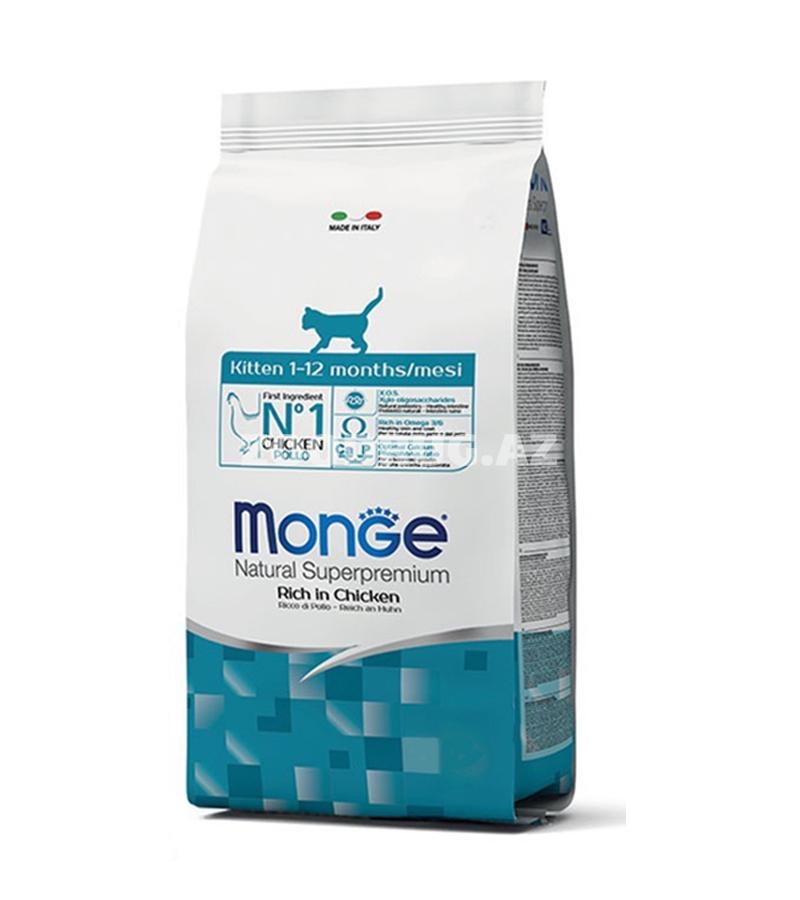 Monge Cat Kitten Rich in Chicken – 1–12 aylıq pişik balaları üçün, toyuq dadlı quru yem, 400 q.