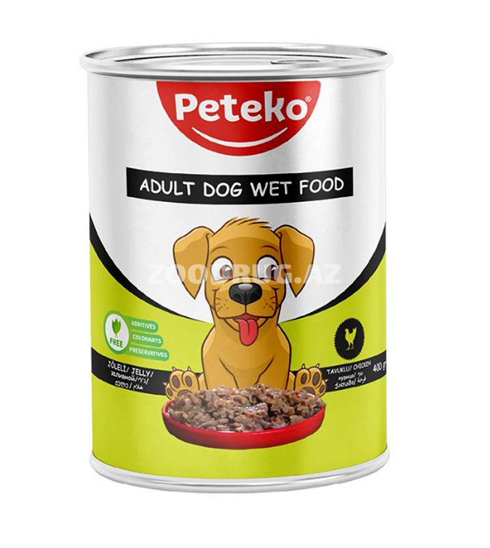 Влажный корм Peteko для взрослых собак с курицей в желе 400г