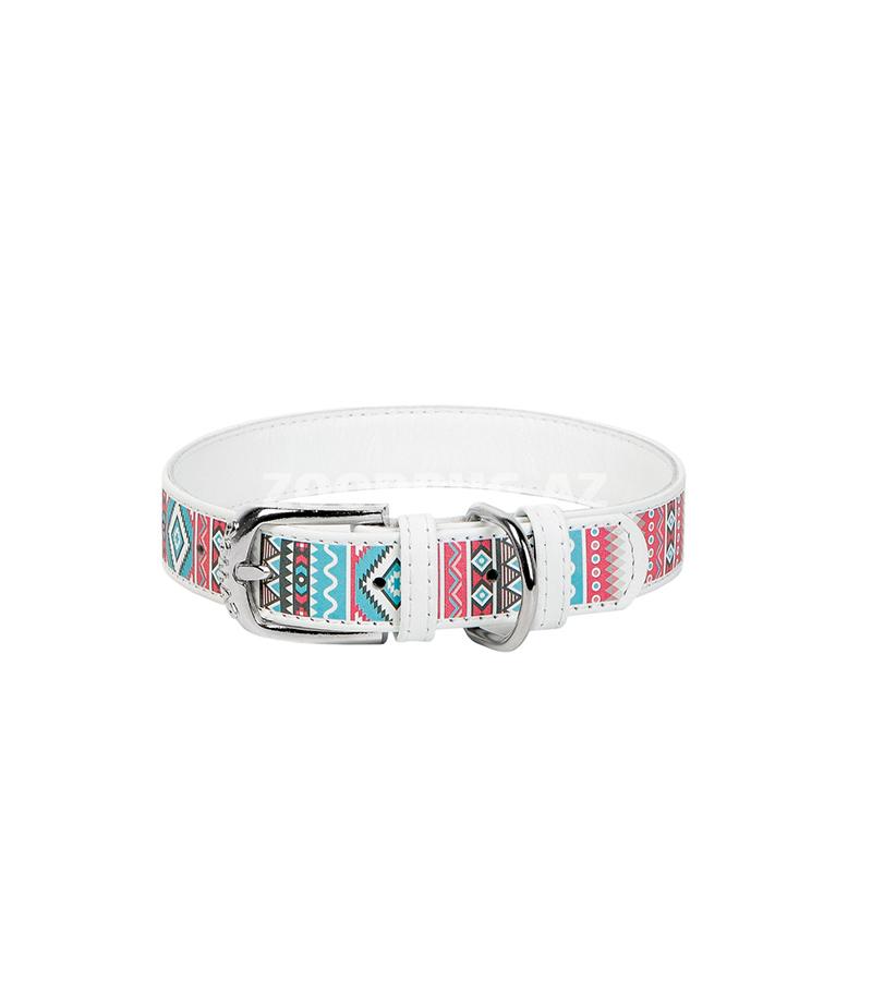 Ошейник Collar узорами. Цвет: Белый. Размер: 19-25 см.