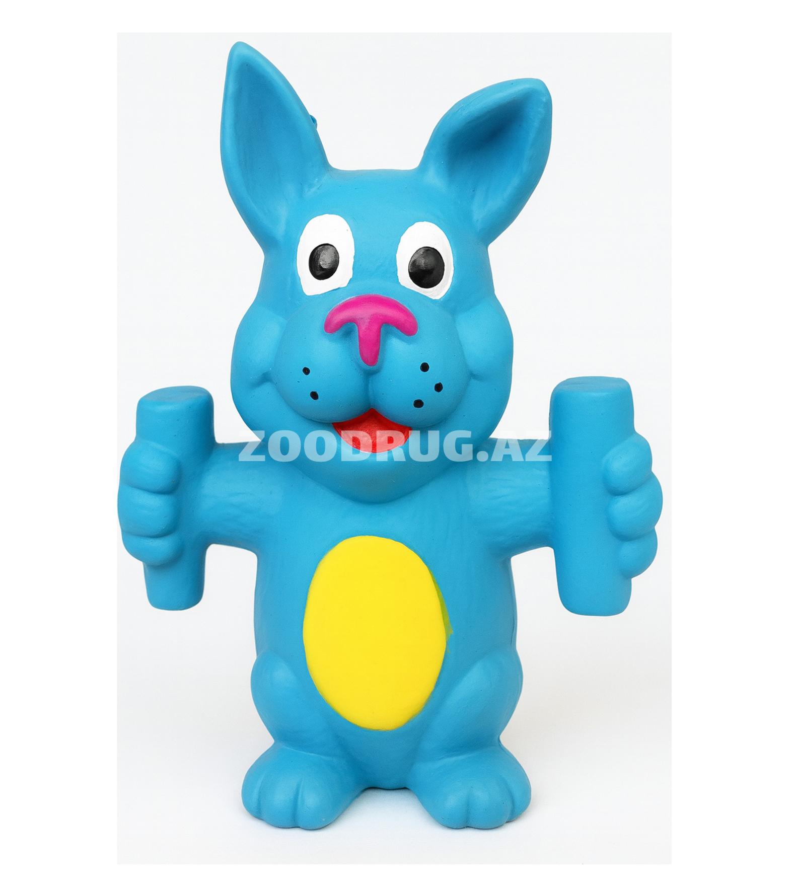 Игрушка Nunbell #0090 Pet Latex Toys пёсик для собак. Цвет: голубой с жёлтым.11x12см