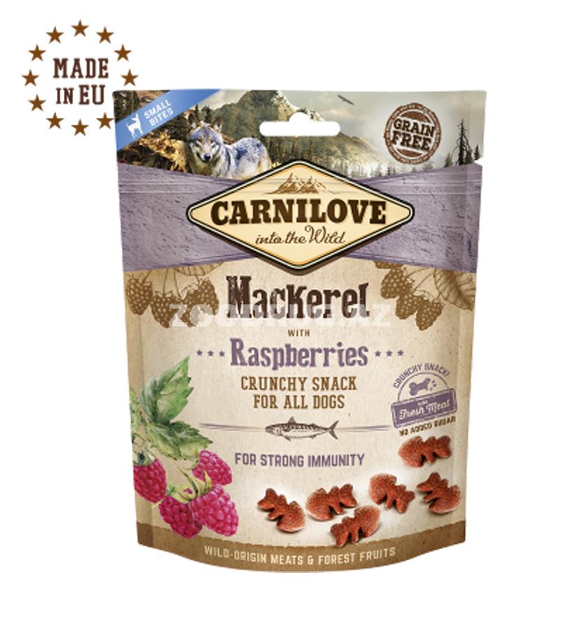 Лакомство для собак Carnilove Dog Crunchy Mackerel with Raspberries Вкусное лакомство со скумбрией для собак всех пород 200 гр.