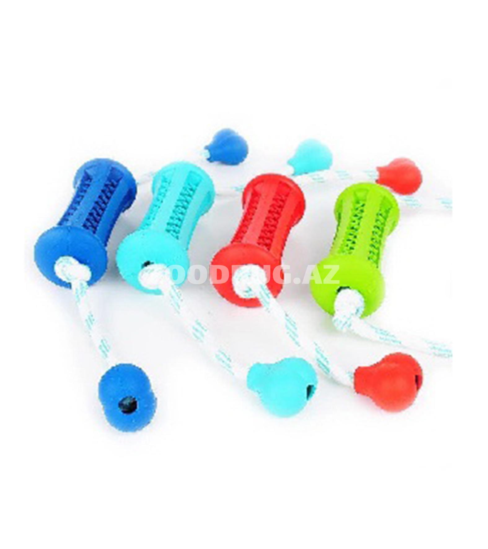 Игрушка  Nunbell #0095 для собак Denta Fun гантелька с канатом с отделениями для лакомств