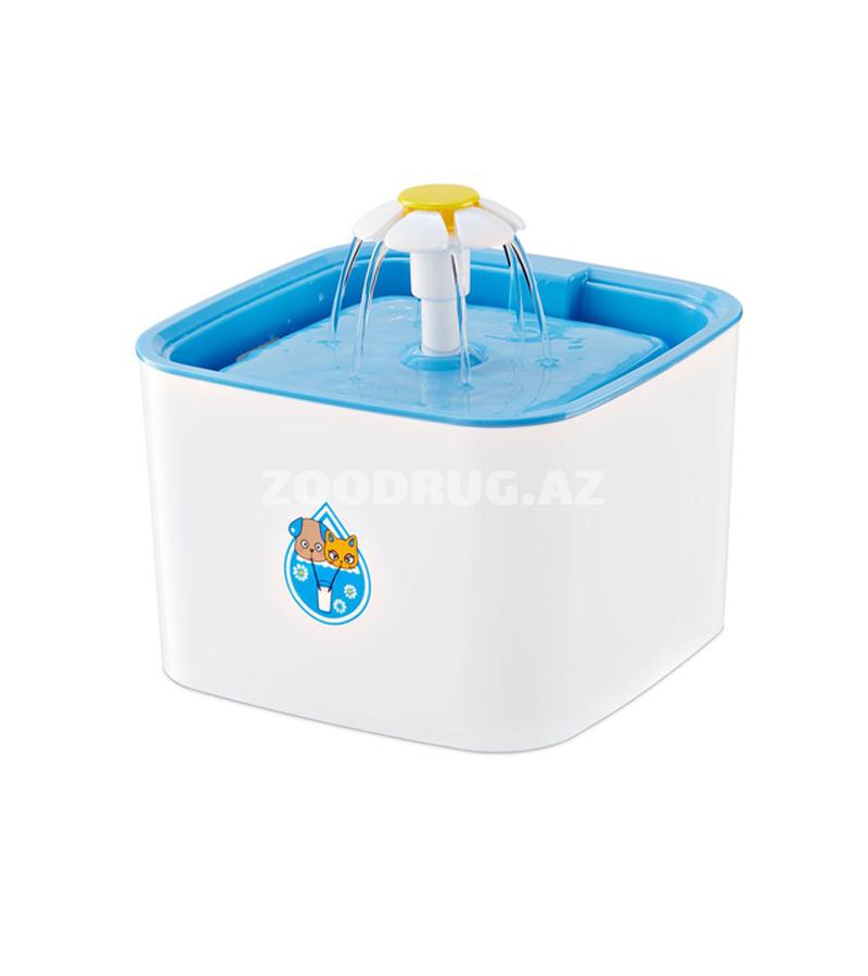Автопоилка NunBell Pet Water Fountain NB0064 питьевой фонтанчик для животных. Цвет: Бело-синий. Форма: Квадратная .Объем: 2.5 литра.
