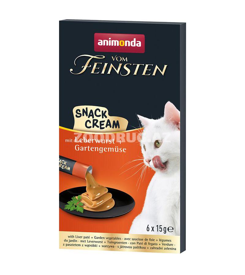 Лакомство для кошек Animonda Vom Feinsten Snack Cream with Liver Pâté & Garden Vegetables с паштетом из печени и овощами, 6×15 г
